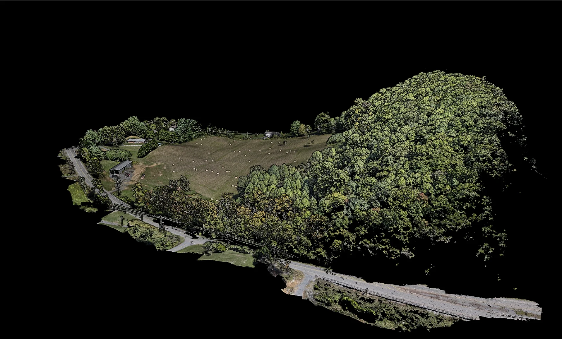 Textured 3D aerial site reconstruction, perspective 1
