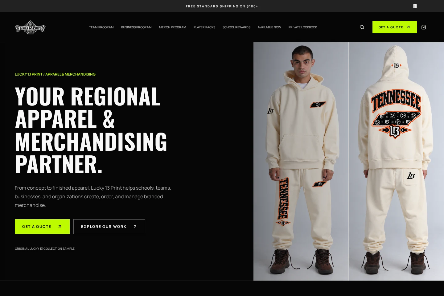 Current public Lucky 13 Print homepage screenshot