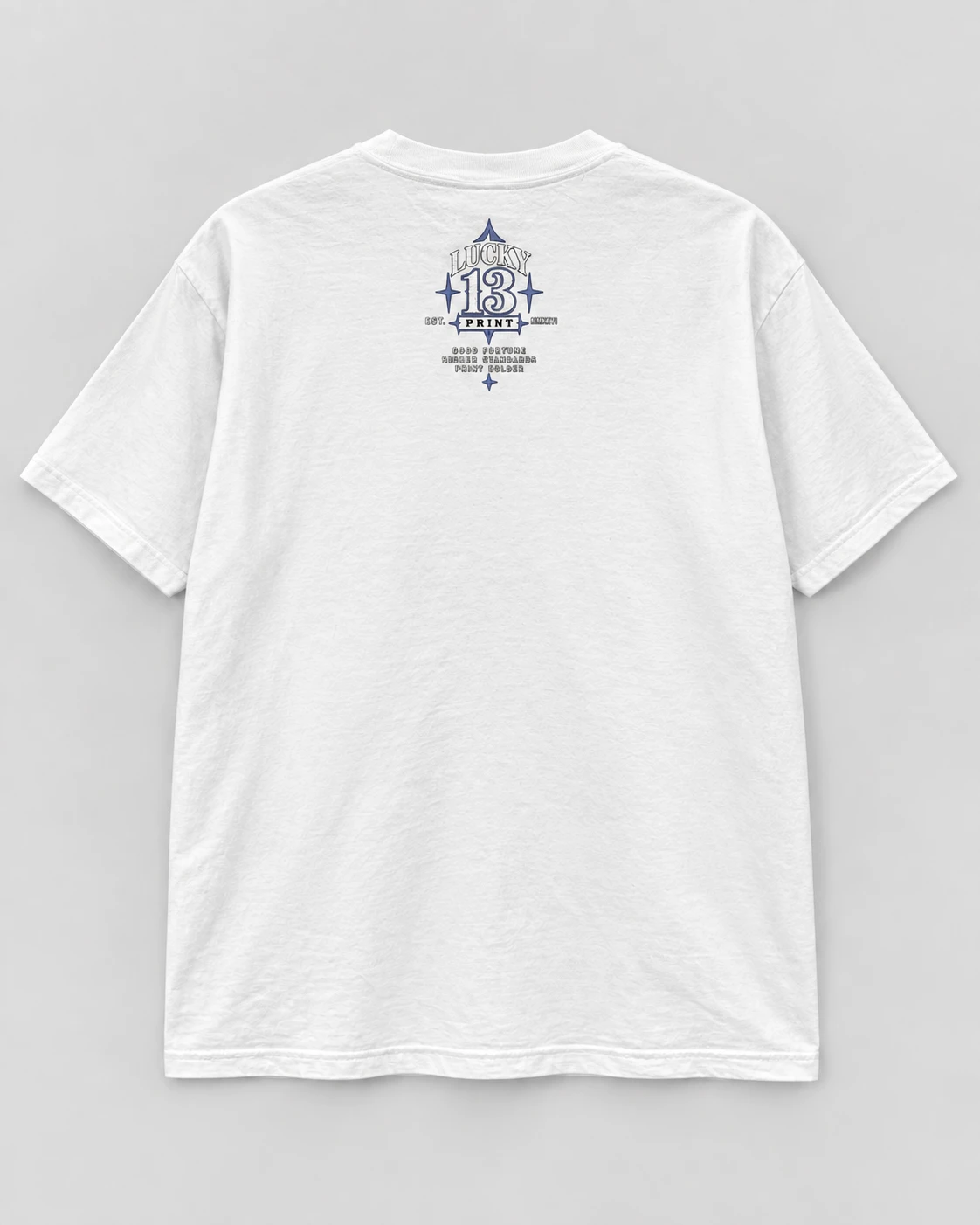 Original public Lucky 13 Print Bolder tee-back promotional artwork mockup