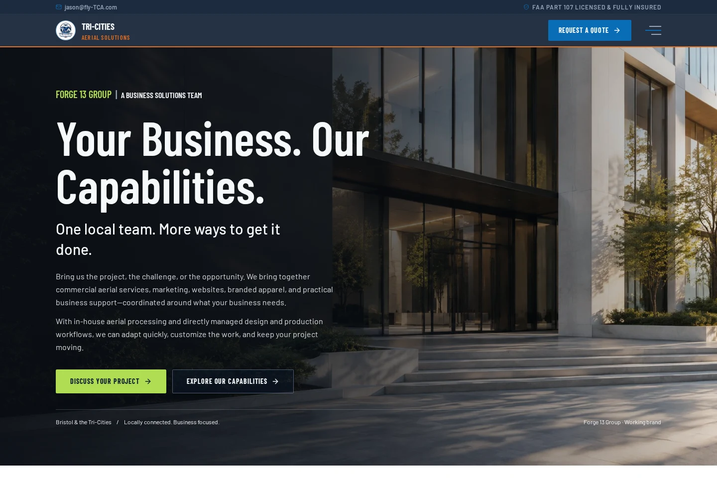 Current T-CAS preview homepage screenshot showing the business introduction